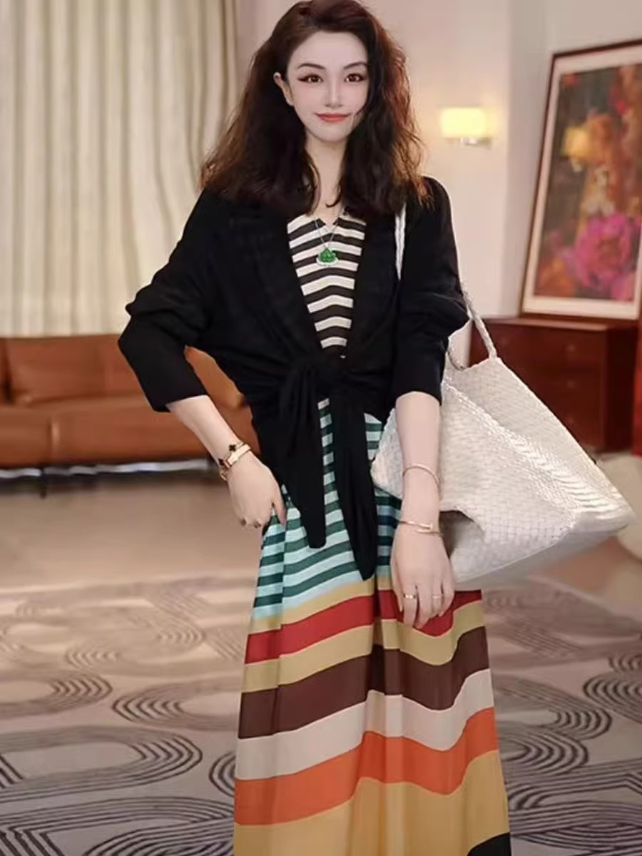 法式彩色t恤裙